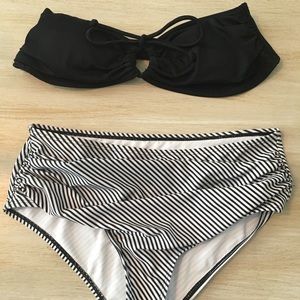High waist bikini with bandeau top